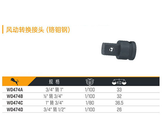 W0474A W0474B W0474C W0474D 風動轉換接頭（鉻鉬鋼）